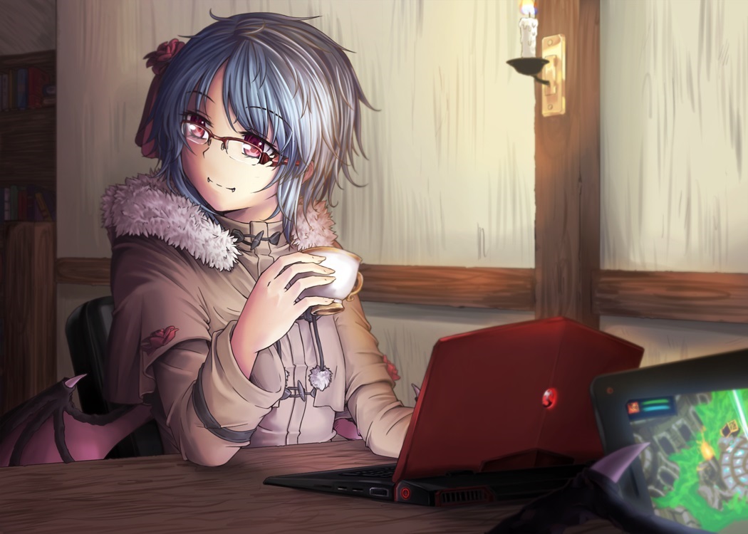 Remilia Scarlet sur un PC portable